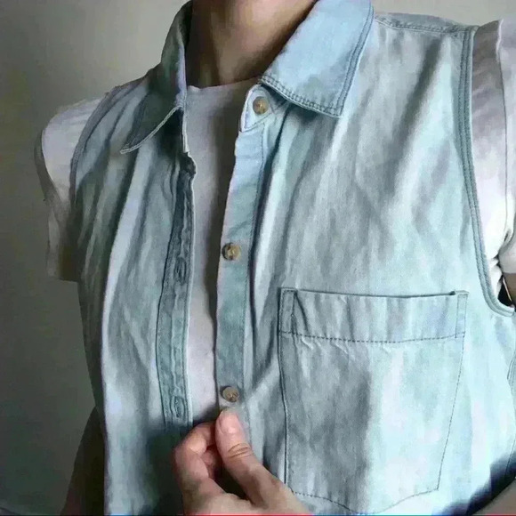 Abercrombie & Fitch Womens Denim Western Coastal Cowgirl Country Top Small - Picture 2 of 7